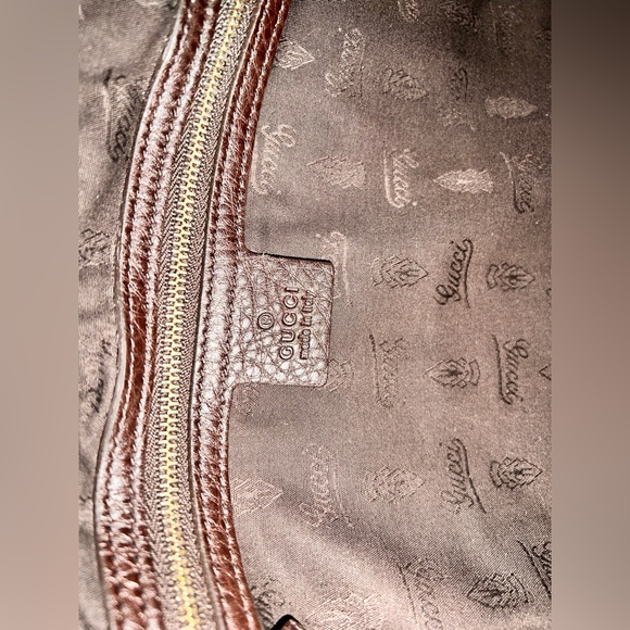 GUCCI Brown Cocoa Leather Horsebit Heritage Web Stripe Hobo - Picture 11 of 13